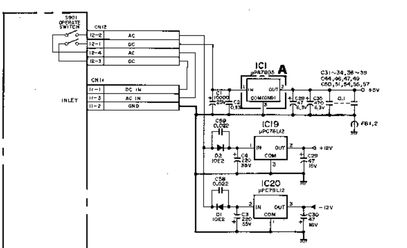Power input circuit and regulators