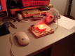 The red led at full power, in a well lit room